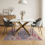 Pink Blue Floral Mandala Area Rug