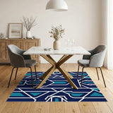 Blue Teal Geometric Arch Area Rug