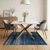 Navy Blue Striped Distressed Vintage Area Rug