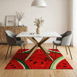 Pixelated Watermelon Fruit Pattern Area Rug