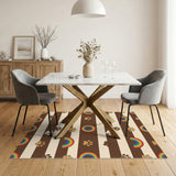 Paw Print Rainbow Striped Kids Rug