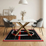 Red Volleyball Player Line Art Area Rug