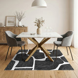 Black and White Abstract Area Black White Abstract Wave Area Rug