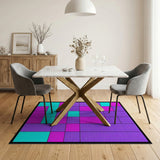 Vibrant Purple Pink Teal Geometric Area Rug