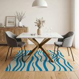 Blue and Teal Serene Blue Waves Coastal Area Rug