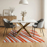 Bold Orange Diagonal Brushstroke Area Rug