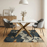 Abstract Cracked Lava Grey Area Rug