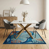 Playful Dolphins Underwater Area Rug