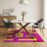 Multi-color and Patterns Vibrant Pink Yellow Geometric Abstract Rug