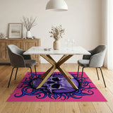 Gothic Purple Skull with Blue Flame Frame Area Rug