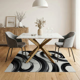 Dynamic Black Brush Stroke Abstract Area Rug