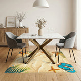 Sandy Beach Starfish Flip Flops Area Rug