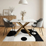 Black White Overlapping Circles Area Rug