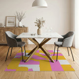 Vibrant Pink Yellow Jagged Geometric Area Rug
