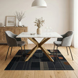 Geometric Modern Area Rug Black Grey Orange
