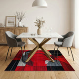 Red Abstract Bold Red Geometric Abstract Area Rug
