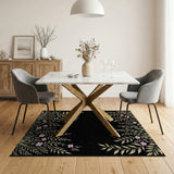 Golden Leaf Pink Blossom Dragonfly Area Rug