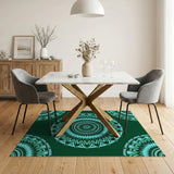 Emerald Green Teal Mandala Boho Area Rug