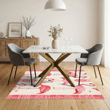 Coastal Beach Pink Flamingo Coastal Area Rug