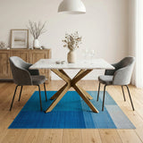 Ombre Blue Gradient Geometric Area Rug