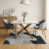 Geometric Black White Abstract Area Rug
