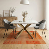 Bold Orange Striped Geometric Area Rug