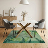 Green Lush Green Fern Border Area Rug
