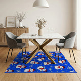 Playful Cartoon Snowmen Snowflakes Blue Area Rug