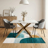 Blue Teal Abstract Area Rug