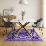 Purple Elegant Purple Floral Medallion Rug