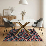 Pink Teal Fish Scale Area Rug