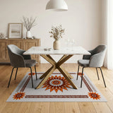 Orange Heritage Tribal Sunburst Medallion Rug