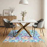 Vibrant Cartoon Cat Aquarium Kids Area Rug