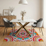 Multi-color and Patterns Vibrant Mandala Boho Area Rug
