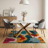 Vibrant Geometric Tree Forest Area Rug
