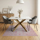 Blush Pink Floral Persian Pink Area Rug