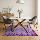 Purple Rose Vine Border Area Rug