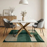 Green Geometric Oval Modern Area Rug