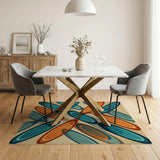 Teal Orange Overlapping Ovals Geometric Area Rug