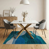 Layered Teal Wave Area Rug