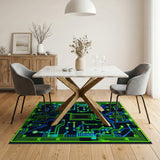 ODIKA Washable Cyberpunk Circuit Board Area Rug - Low Pile Tech Gamer Decor