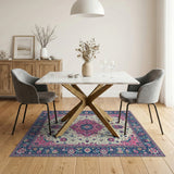 Pink Navy Traditional Persian Area Rug