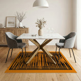 Bold Orange Black Geometric Abstract Rug