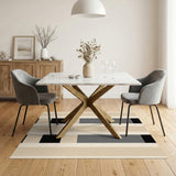 Geometric Modern Beige Geometric Block Stripe Area Rug