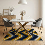 Navy Mustard Zigzag Southwestern Rug