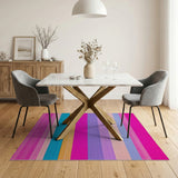 Vibrant Multi-Stripe Fringe Area Rug