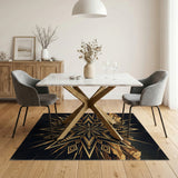 Gold Geometric Starburst Mountain Rug