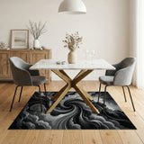 Swirling Storm Clouds Black White Area Rug
