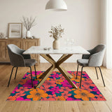 Multi-color and Patterns Vibrant Hibiscus Floral Washable Area Rug