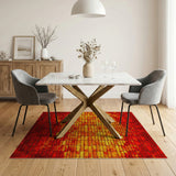 Fiery Red Brick Grid Area Rug